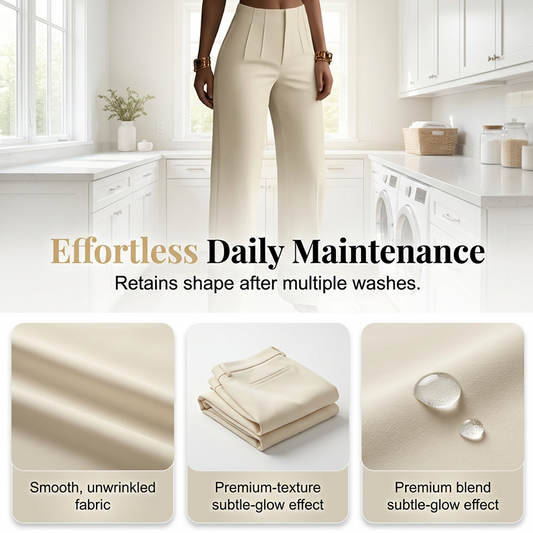 Pantalon de tailleur élégant à jambes larges plissé pour femme