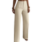 Pantalon de tailleur élégant à jambes larges plissé pour femme
