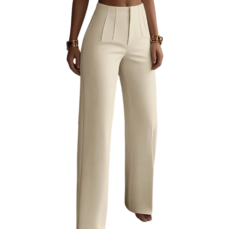 Pantalon de tailleur élégant à jambes larges plissé pour femme