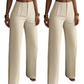 Pantalon de tailleur élégant à jambes larges plissé pour femme