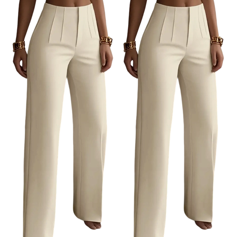 Pantalon de tailleur élégant à jambes larges plissé pour femme
