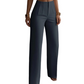 Pantalon de tailleur élégant à jambes larges plissé pour femme