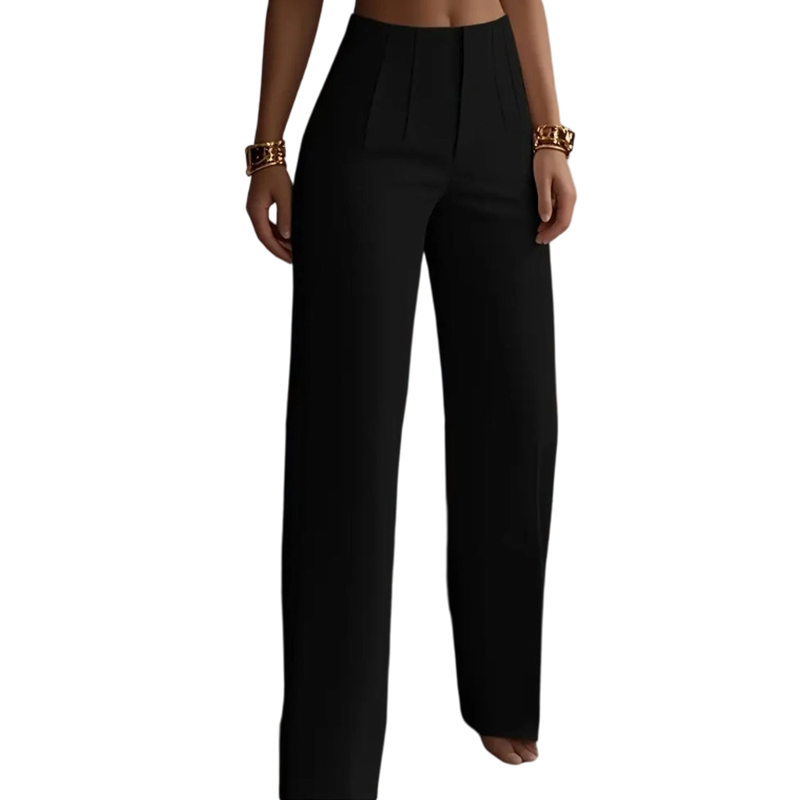 Pantalon de tailleur élégant à jambes larges plissé pour femme