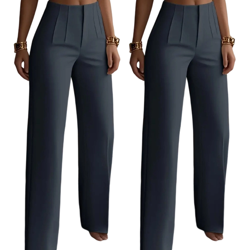 Pantalon de tailleur élégant à jambes larges plissé pour femme