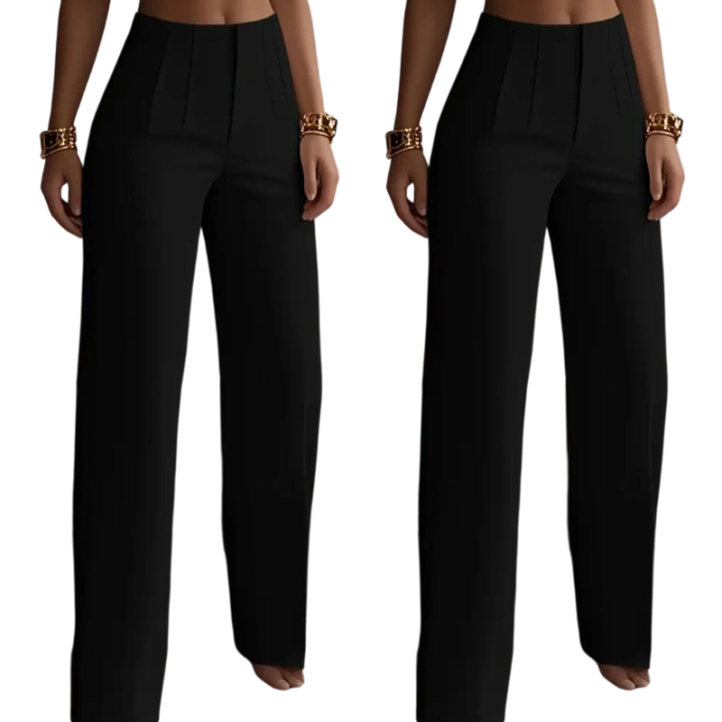 Pantalon de tailleur élégant à jambes larges plissé pour femme