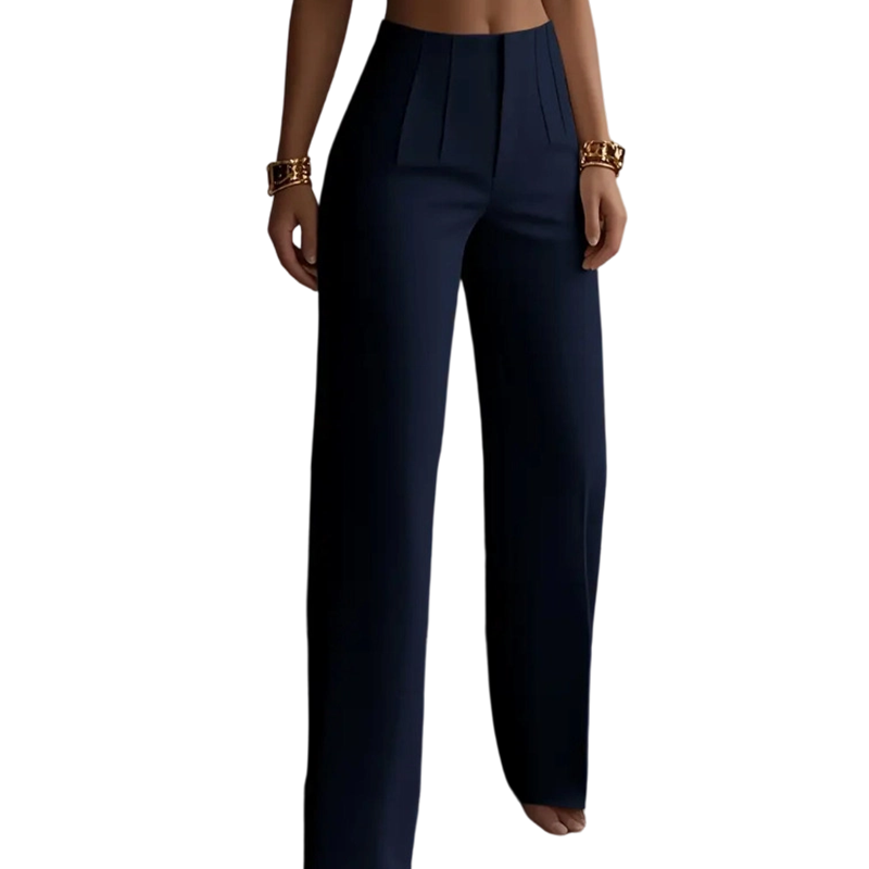 Pantalon de tailleur élégant à jambes larges plissé pour femme