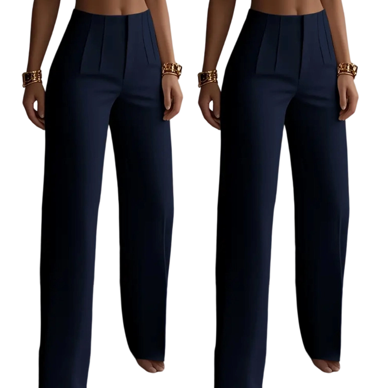 Pantalon de tailleur élégant à jambes larges plissé pour femme
