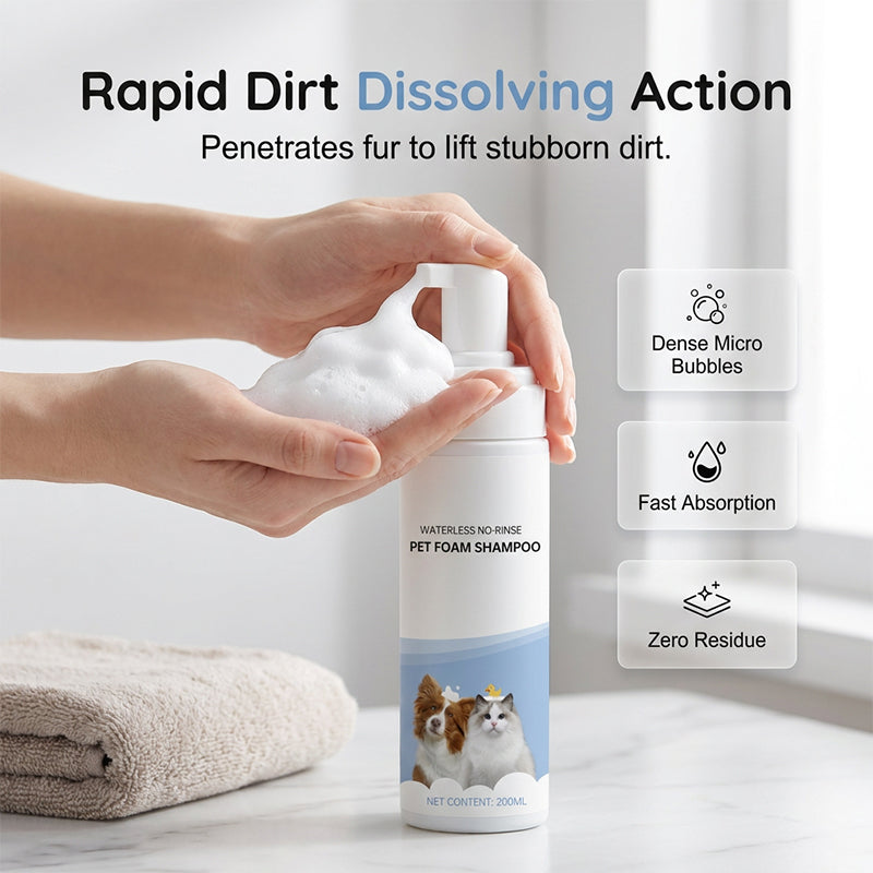 Shampoing moussant sans rinçage pour animaux de compagnie