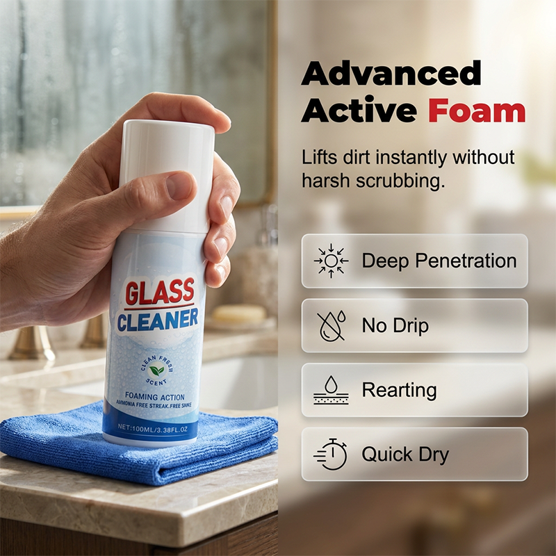 Nettoyant moussant pour vitres pour une brillance sans traces