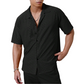 Chemise à manches courtes boutonnée ajourée pour homme
