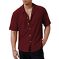 Chemise à manches courtes boutonnée ajourée pour homme