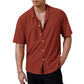 Chemise à manches courtes boutonnée ajourée pour homme