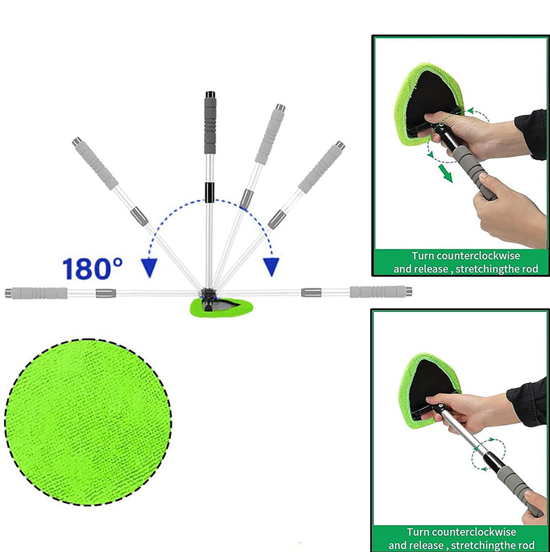 🚗 50 % DE RÉDUCTION EN CE MOMENT ! 🧽 Kit nettoyage pare-brise – Manche télescopique & tête 180° ✨