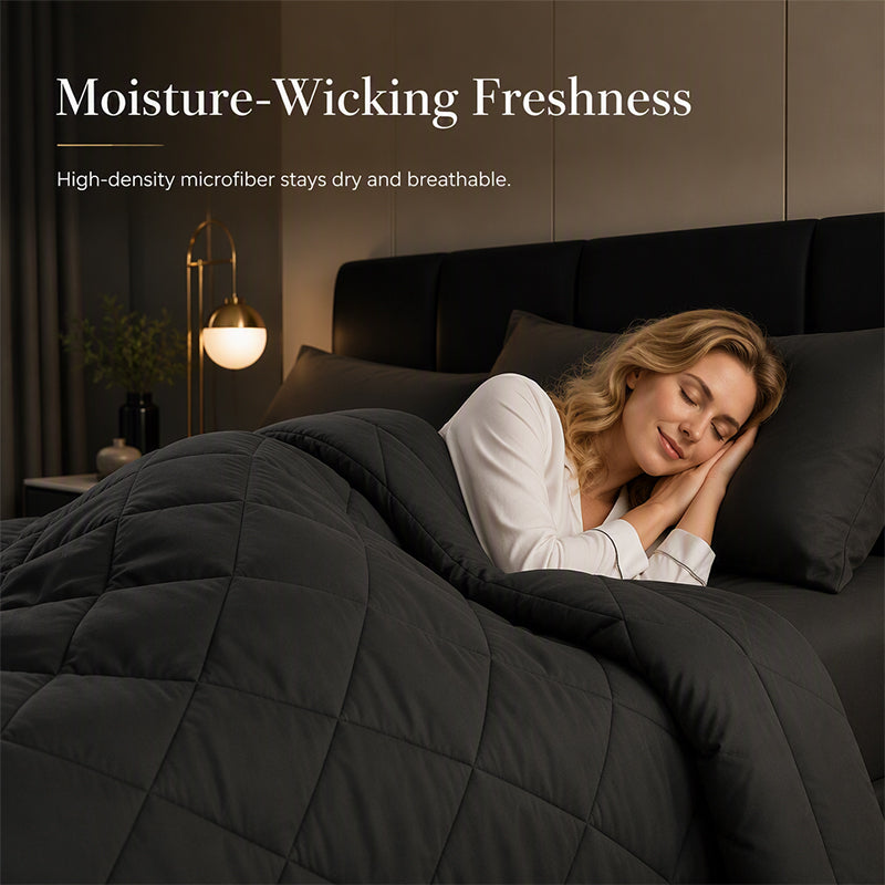 📢50 % DE RÉDUCTION !! ⏰ Ensemble de couette matelassée 3 pièces avec taies d'oreiller – Microfibre toutes saisons