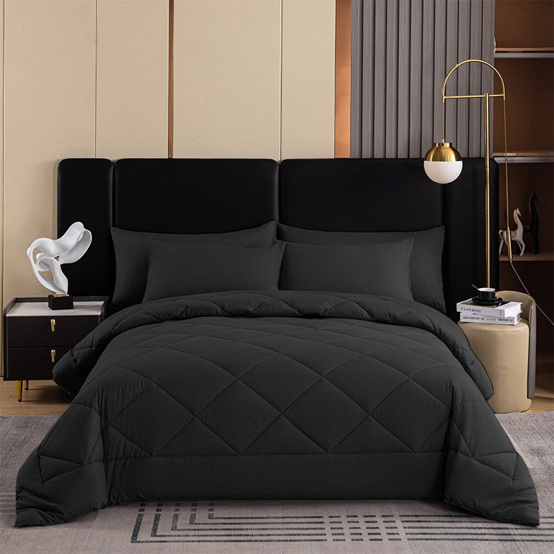📢50 % DE RÉDUCTION !! ⏰ Ensemble de couette matelassée 3 pièces avec taies d'oreiller – Microfibre toutes saisons