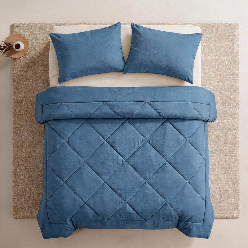 📢50 % DE RÉDUCTION !! ⏰ Ensemble de couette matelassée 3 pièces avec taies d'oreiller – Microfibre toutes saisons