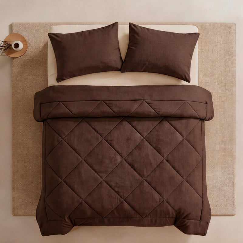 📢50 % DE RÉDUCTION !! ⏰ Ensemble de couette matelassée 3 pièces avec taies d'oreiller – Microfibre toutes saisons