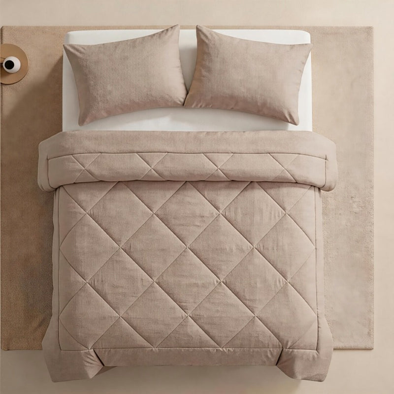 📢50 % DE RÉDUCTION !! ⏰ Ensemble de couette matelassée 3 pièces avec taies d'oreiller – Microfibre toutes saisons