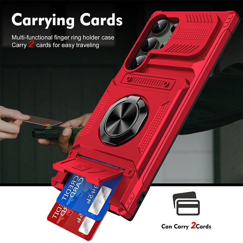 📱 Samsung-etui med kortholder og magnetisk ringstativ