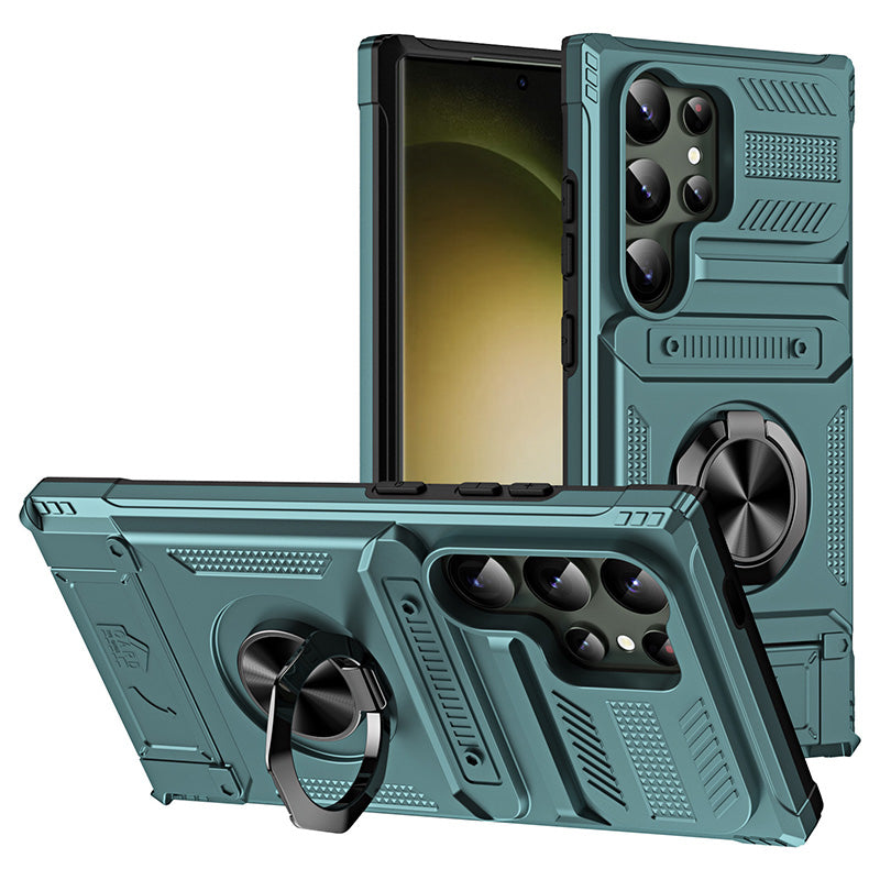 📱 Samsung-etui med kortholder og magnetisk ringstativ