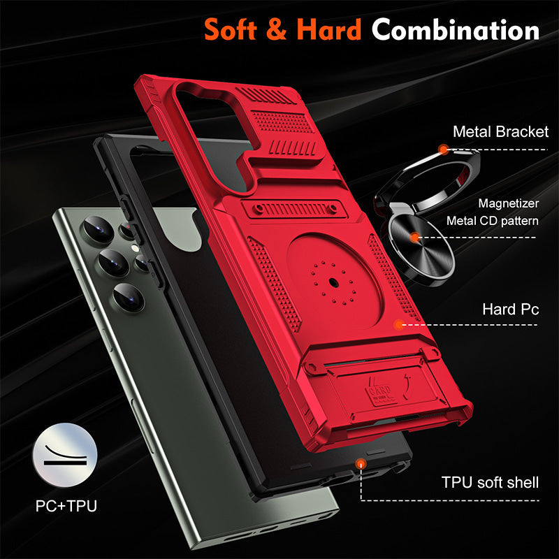 📱 Samsung-etui med kortholder og magnetisk ringstativ