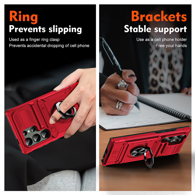 📱 Samsung-etui med kortholder og magnetisk ringstativ