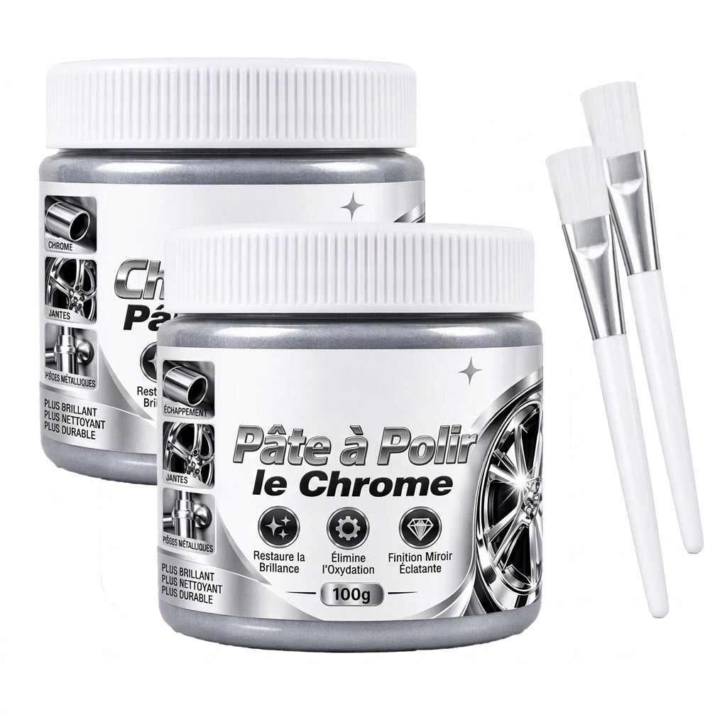 🔥 50% DE RÉDUCTION ! Pâte polissante et restauratrice pour métaux chromés avec brossette